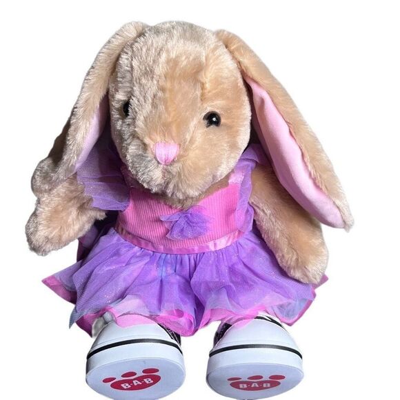 Build A Bear Workshop Bunny with Tulle Sparkle Dress and Sneakers - Picture 1 of 9